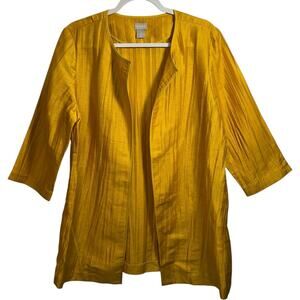 Chicos Crinkled Linen Lightweight Cardigan Topper Jacket Size M Travel Blouson